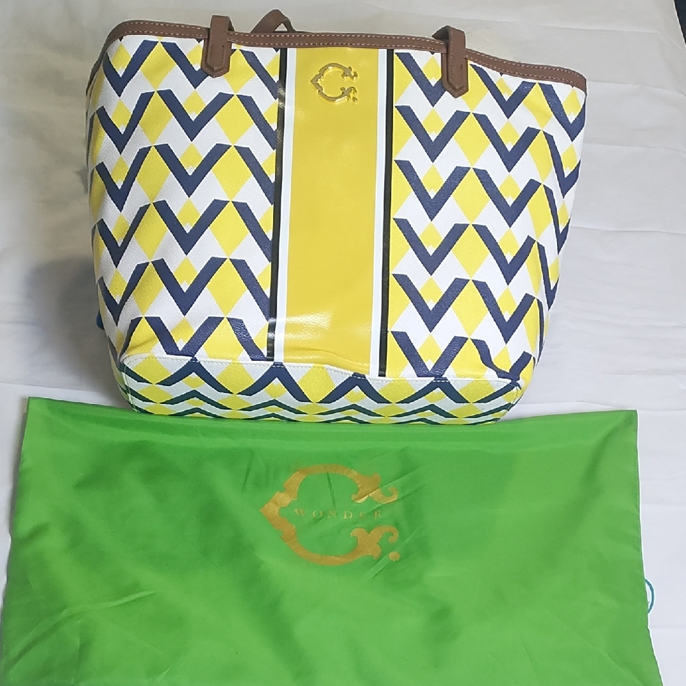 C. Wonder Chevron Yellow and Blue Tote Bag